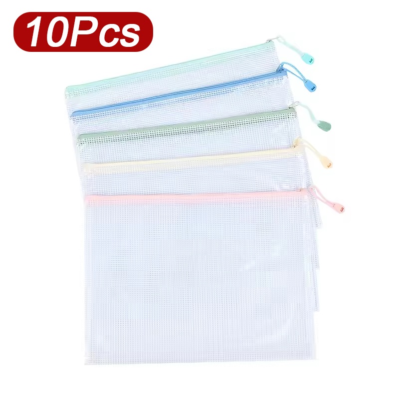 Is Stationery Office Supply - ถุงตาข่ายซิปใส่เอกสาร 5-30 ชิ้น กระเป๋าใส่แฟ้มเอกสาร ขนาด A4