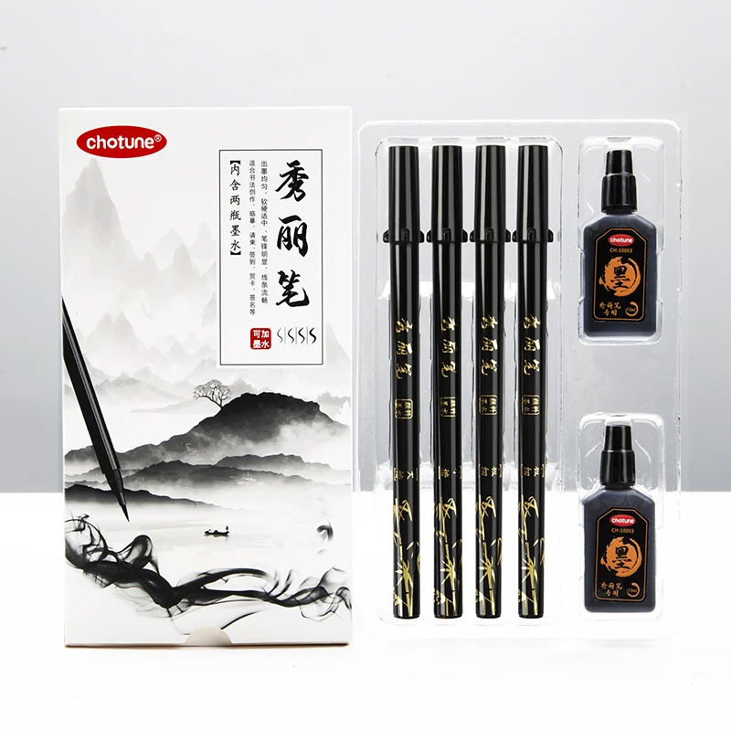 Fountain Pen Ink - แปรงตัวอักษรปากกาชุดหมึกสีดําเติมปากกาประดิษฐ์ตัวอักษรเครื่องหมายศิลปะการเขียนเครื่องหมายอุปกรณ์สํานักงานเครื่องเขียนโรงเรียน