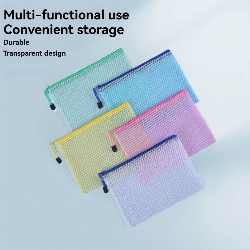 Is Stationery Office Supply - 5PCS เครื่องเขียนโฟลเดอร์เก็บแฟ้มตาข่ายซิปกระเป๋า A4/A5/A6 เอกสารกระเป๋าซิปแฟ้มโฟลเดอร์โรงเรียนอุปกรณ์สํานักงาน