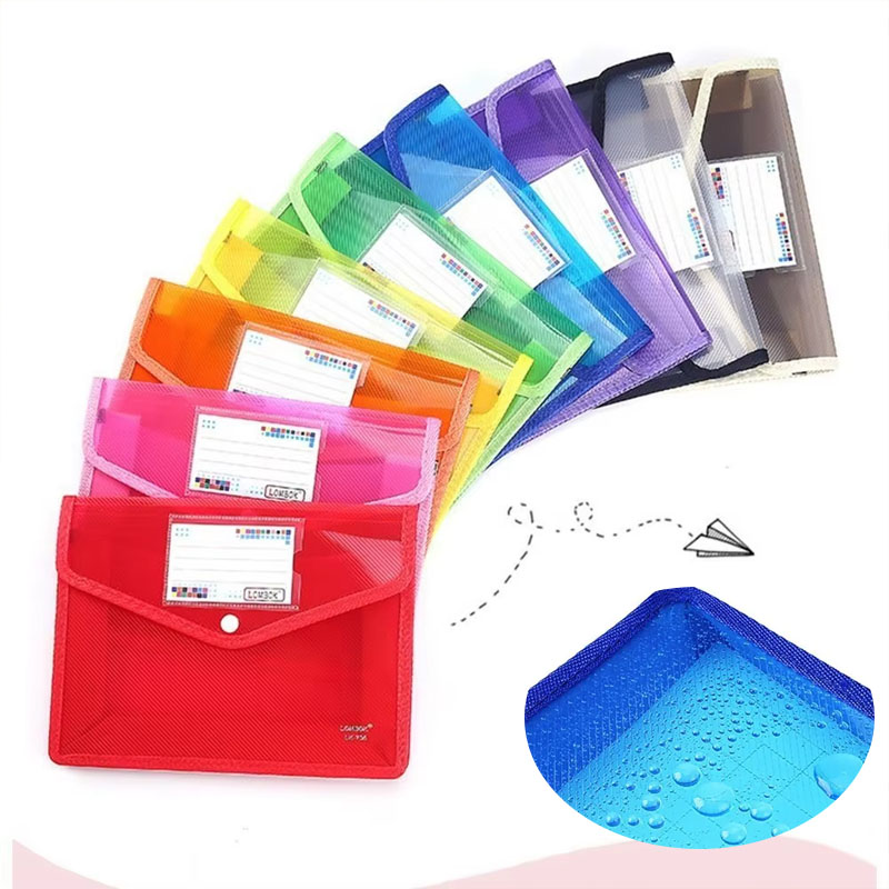 Is Stationery Office Supply - 1-10PCS กันน้ำ A4 A5 แฟ้มเอกสารแบบปุ่มกดใสกระเป๋าเอกสารสำหรับโรงเรียนสำนักงานเครื่องเขียนโฮมสเตย์เจอร์ซอรี่