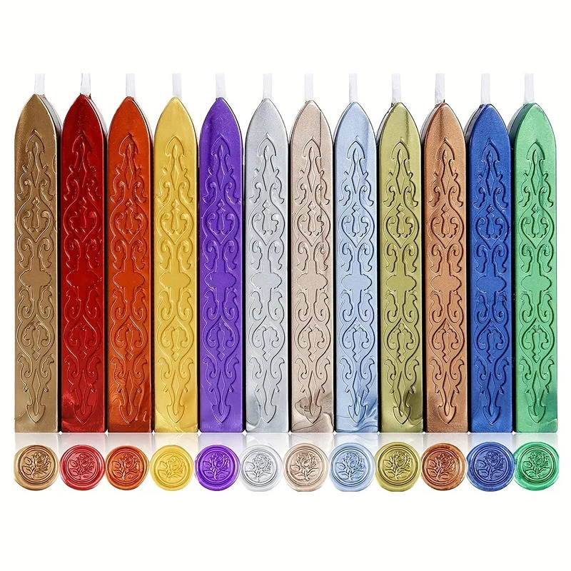 12 ชิ้น/ถุงโลหะผสมสีขี้ผึ้งปิด - Wax Seal Stamp Kit บทวิจารณ์และราคา